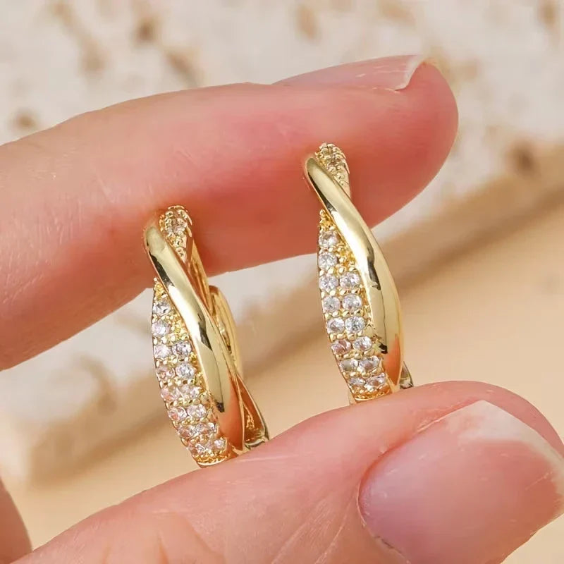 Klara – Dames Koreaanse Stijl Samengeschakelde Oorbellen met Zirconia