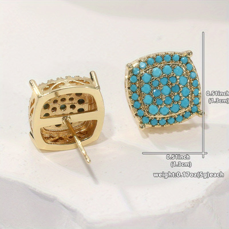 Mooie Vierkante Turquoise Stud Oorbellen