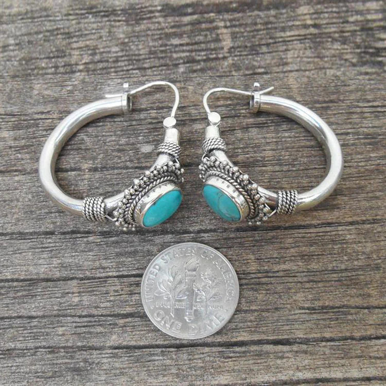 Elegante oorbellen van sterling zilver met turquoise