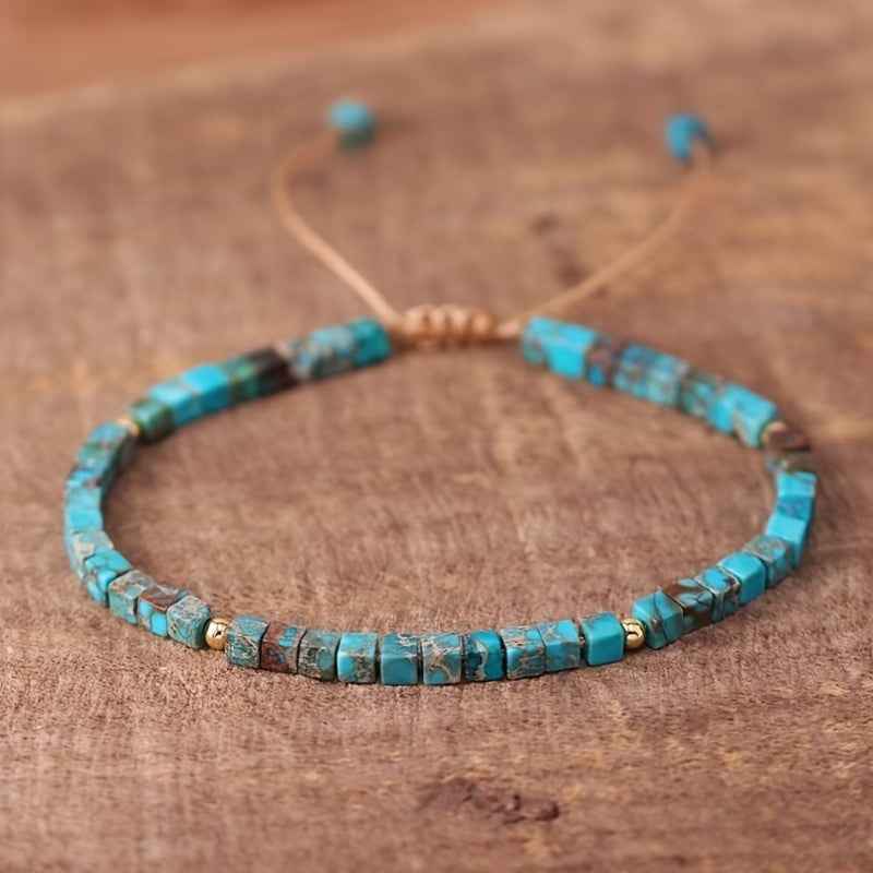 Verstelbare Dikke Vierkante Steen Turquoise Armband