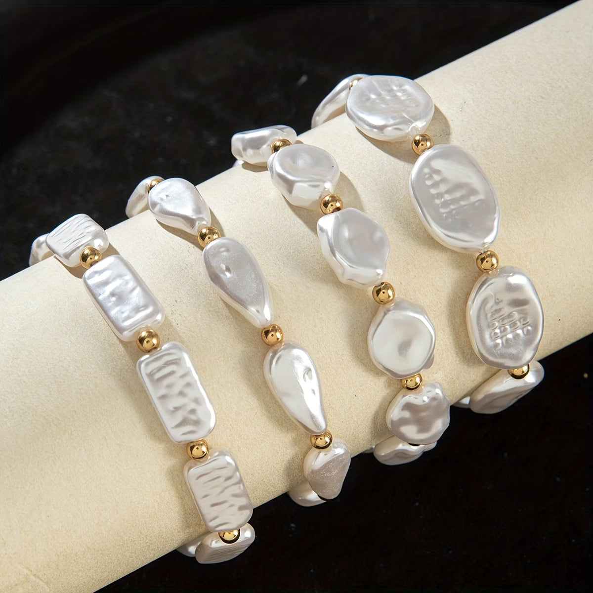 Parel Statement Armband Set van 4