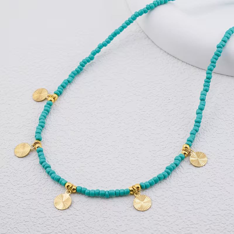 Minimale Turquoise Schijf Ketting