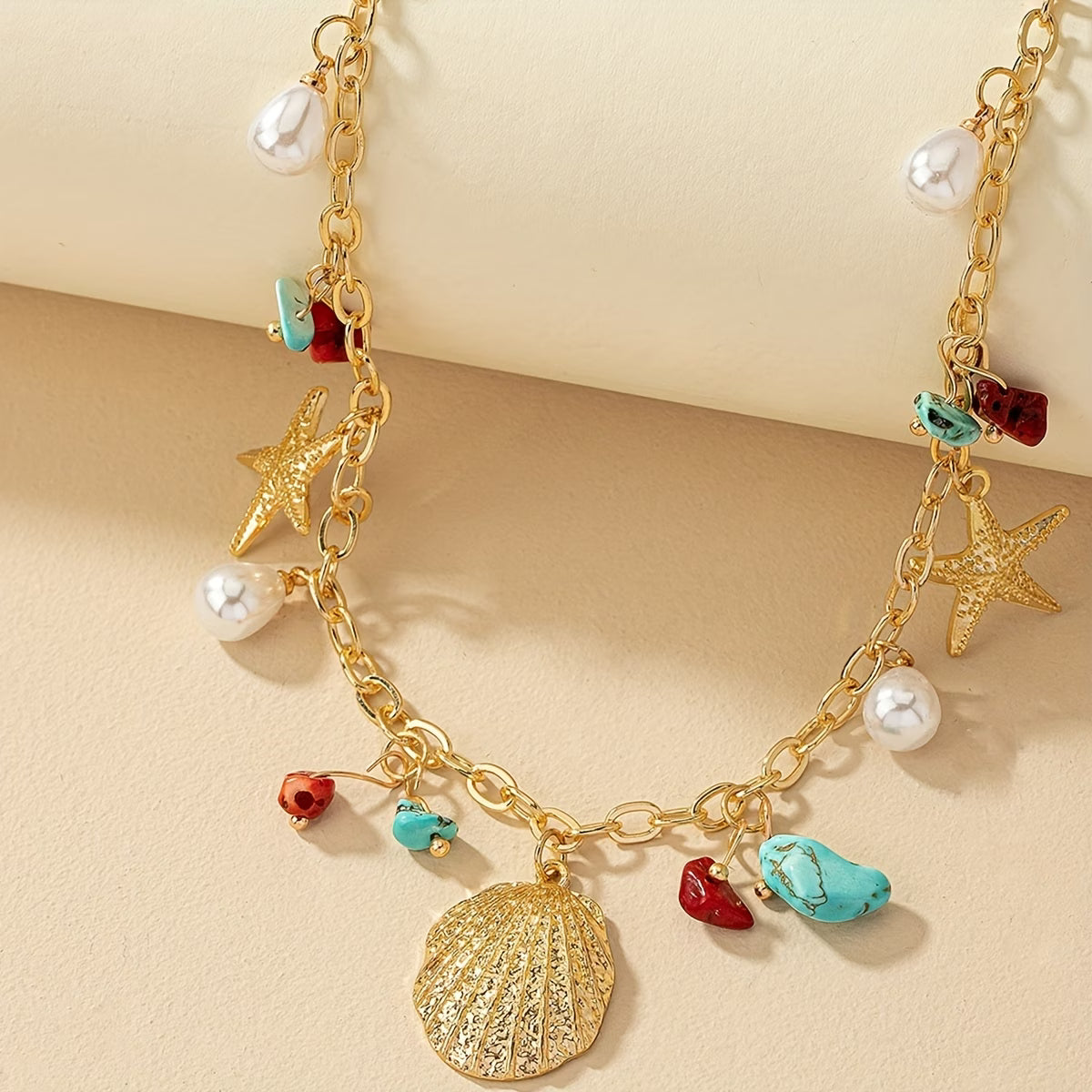 Kustparel en Turquoise Schelp Armband