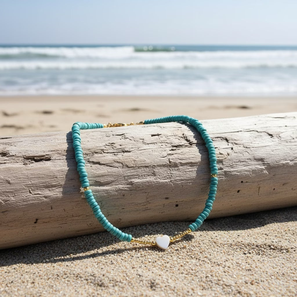Minimale Turquoise Hart Ketting