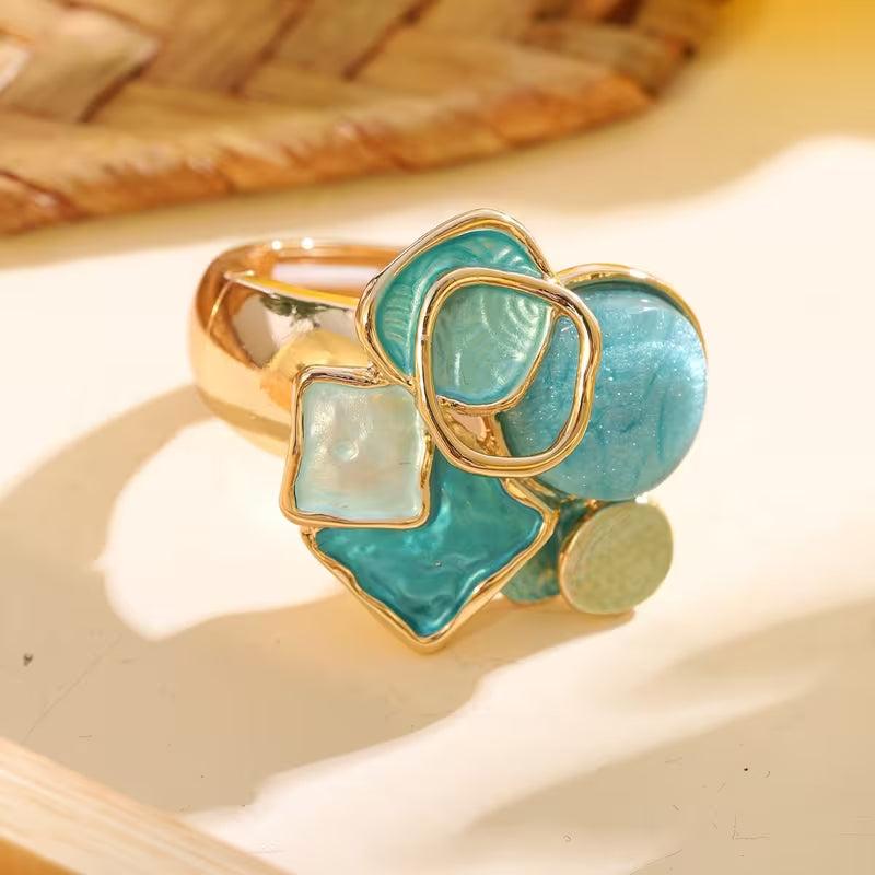 Turquoise Mozaïek Cocktailring