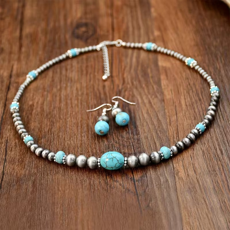 Turquoise Ketting en Oorbellen Moderne Ketting