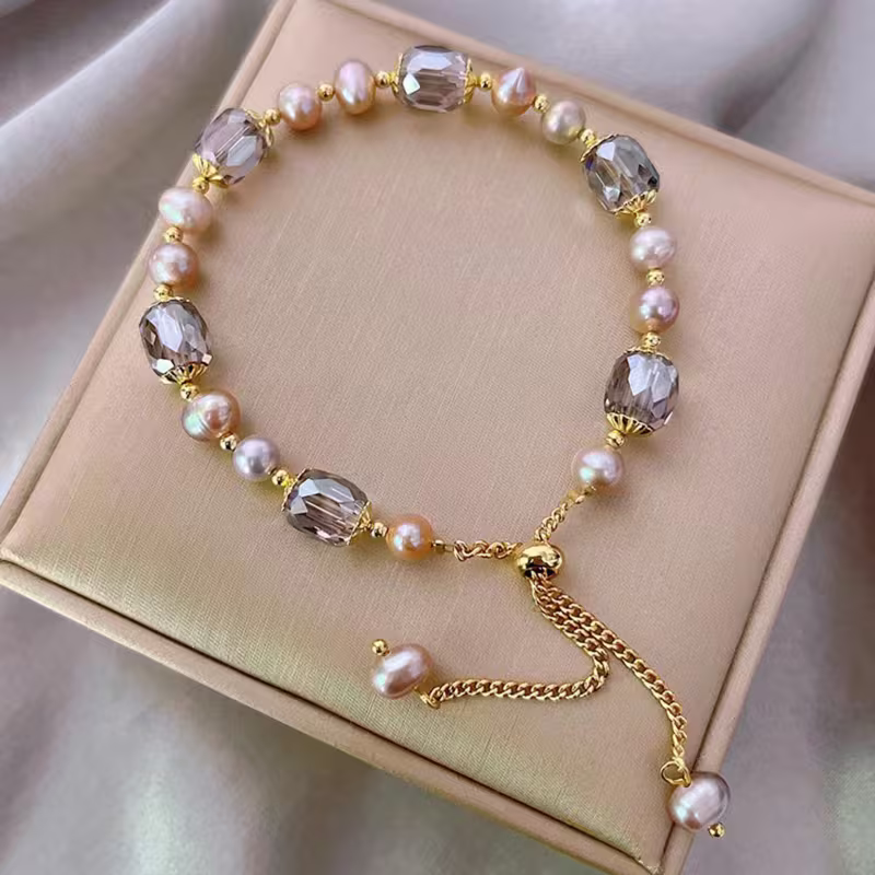 Elegante Champagne Parels Bracelet