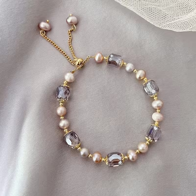 Elegante Champagne Parels Bracelet