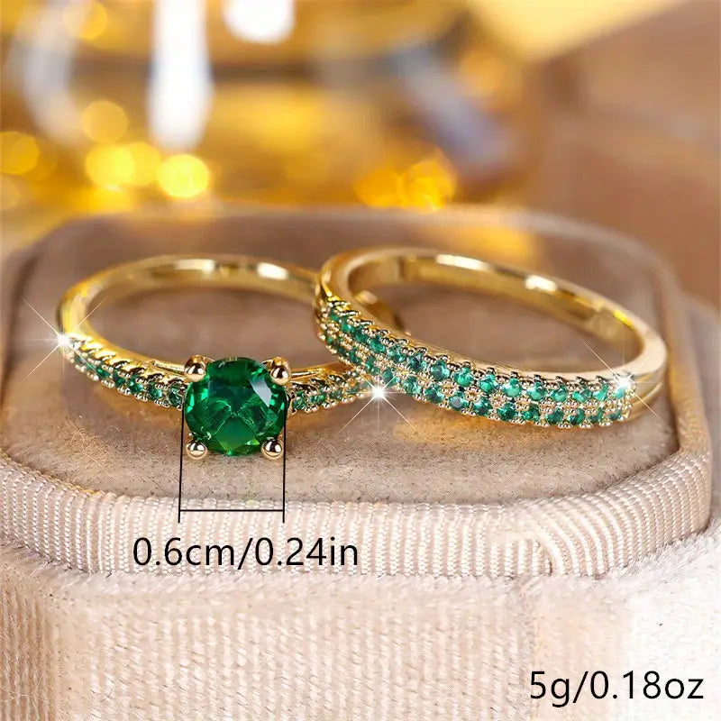 Set van Duo Ringen met Smaragd in Goud