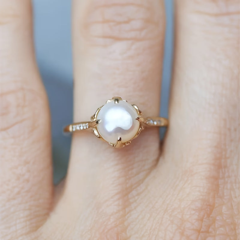 Delicate Parels & Kristallen Ring