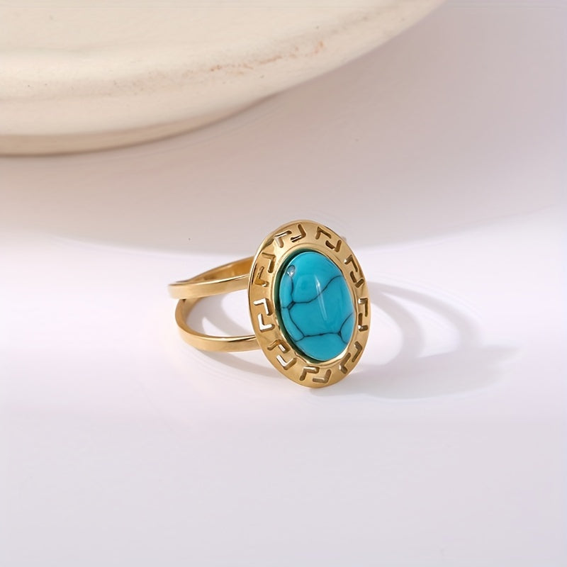 Vintage Turquoise Griekse Sleutelring