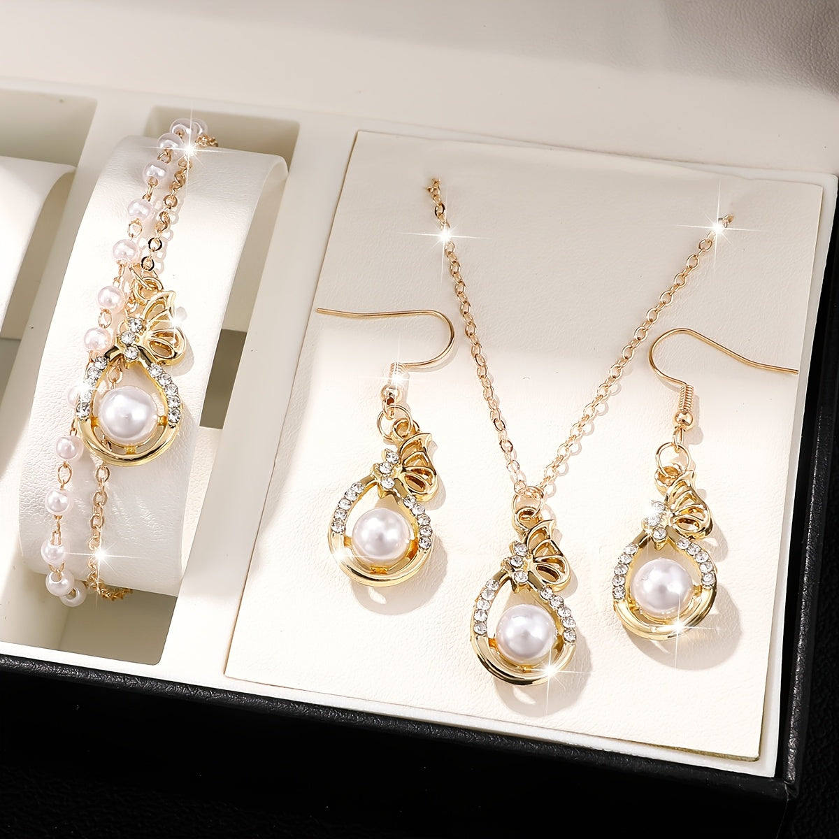 Gouden Boog Parel Sieraden Set