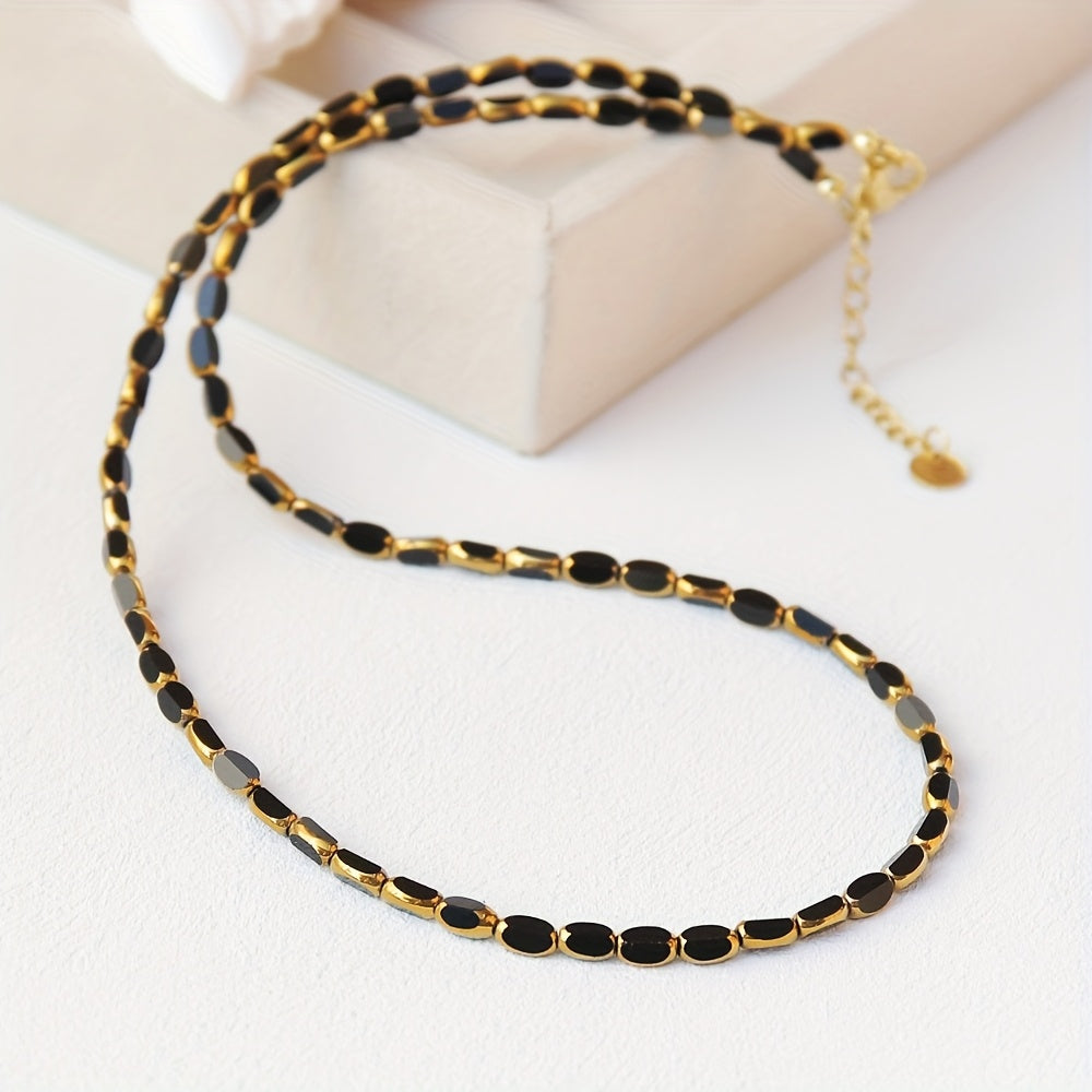 Elegante Turquoise Ovalen Kralenketting