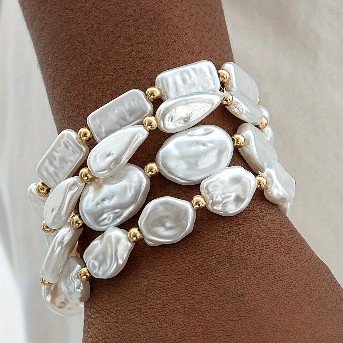 Parel Statement Armband Set van 4