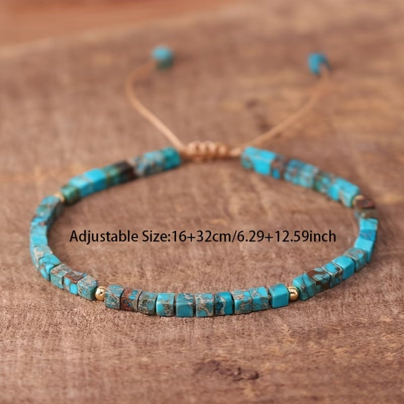 Verstelbare Dikke Vierkante Steen Turquoise Armband