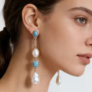 Statement Turquoise Pareloorbellen