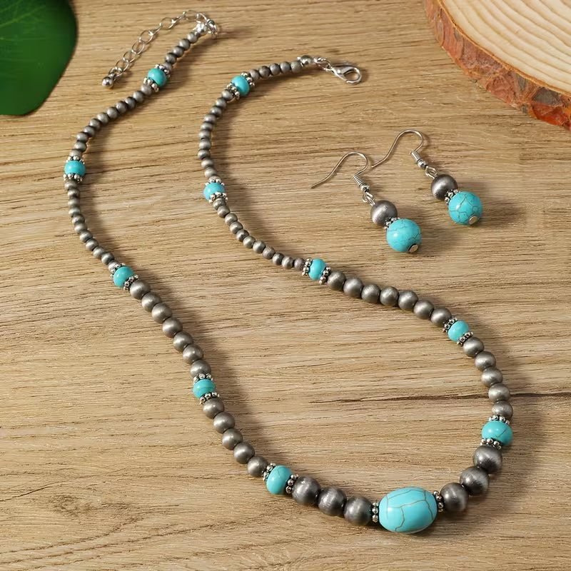 Turquoise Ketting en Oorbellen Moderne Ketting
