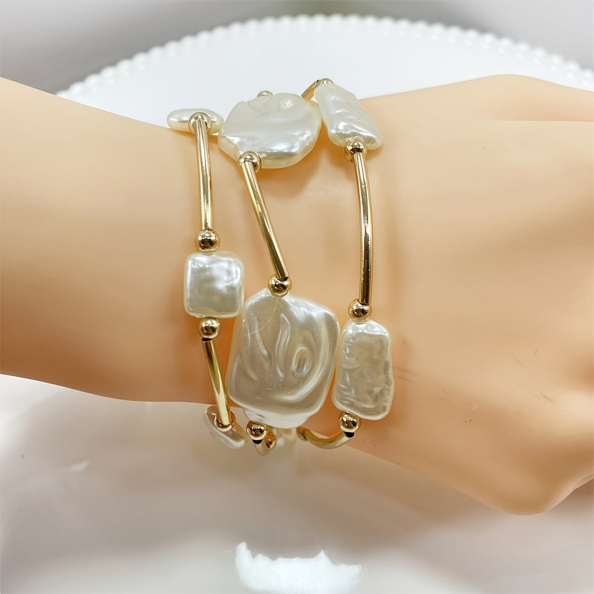 Premium Barok Parel Armband Set van 3