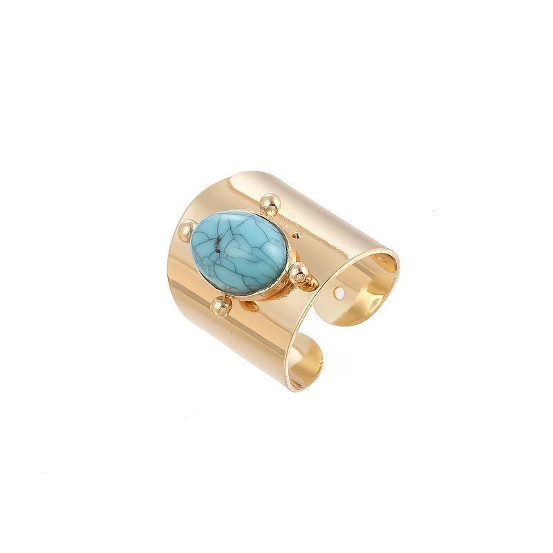 Verstelbare Gouden Turquoise Steen Ring