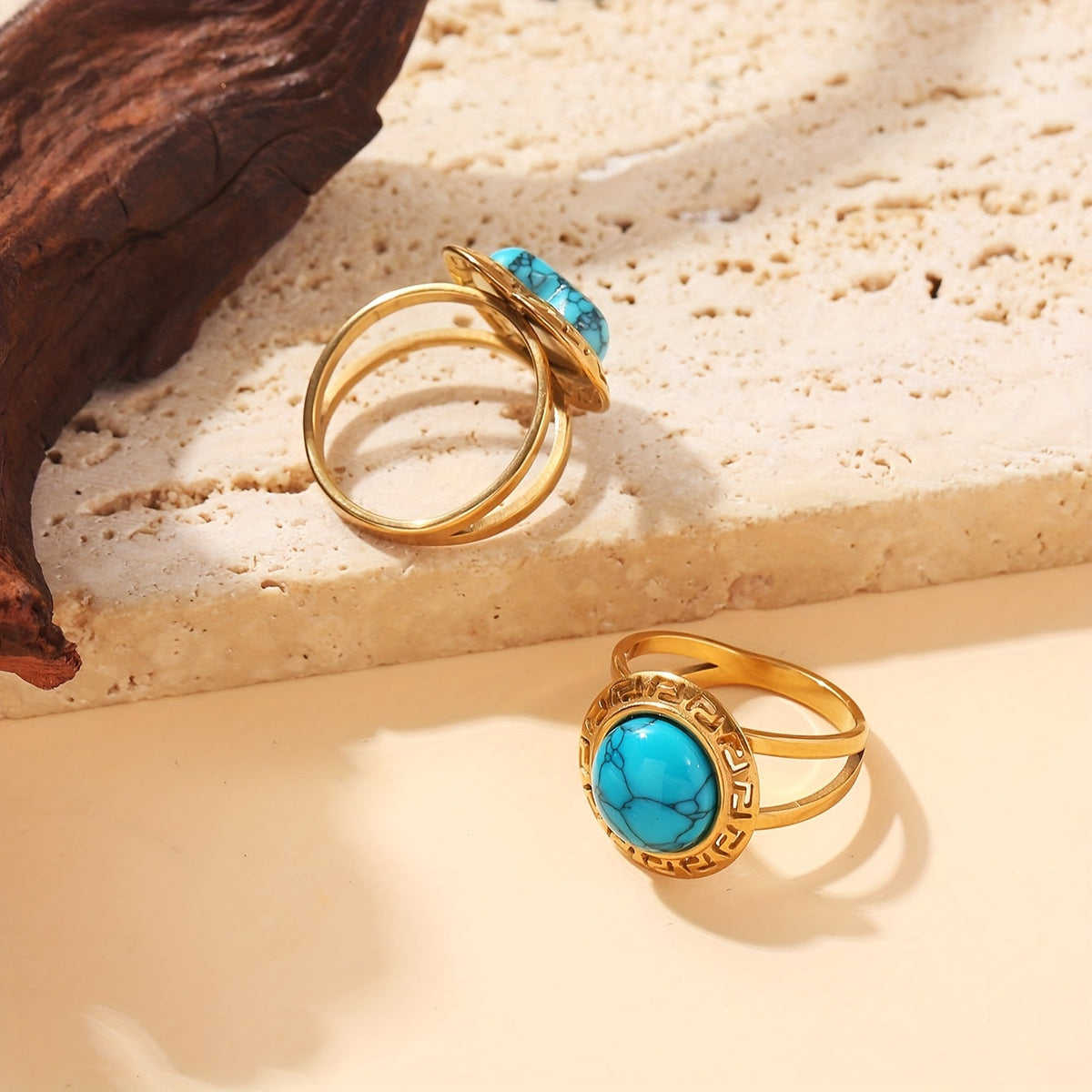 Vintage Turquoise Griekse Sleutelring