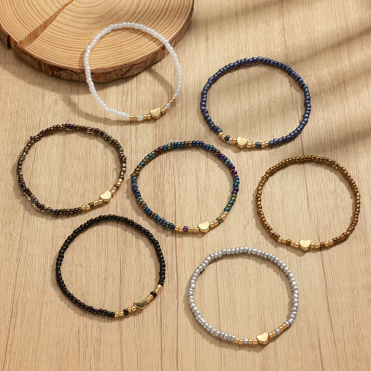 Subtiele Hart Kralen Armband Set van 7