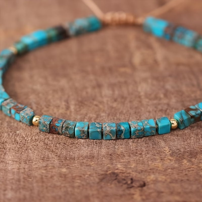 Verstelbare Dikke Vierkante Steen Turquoise Armband