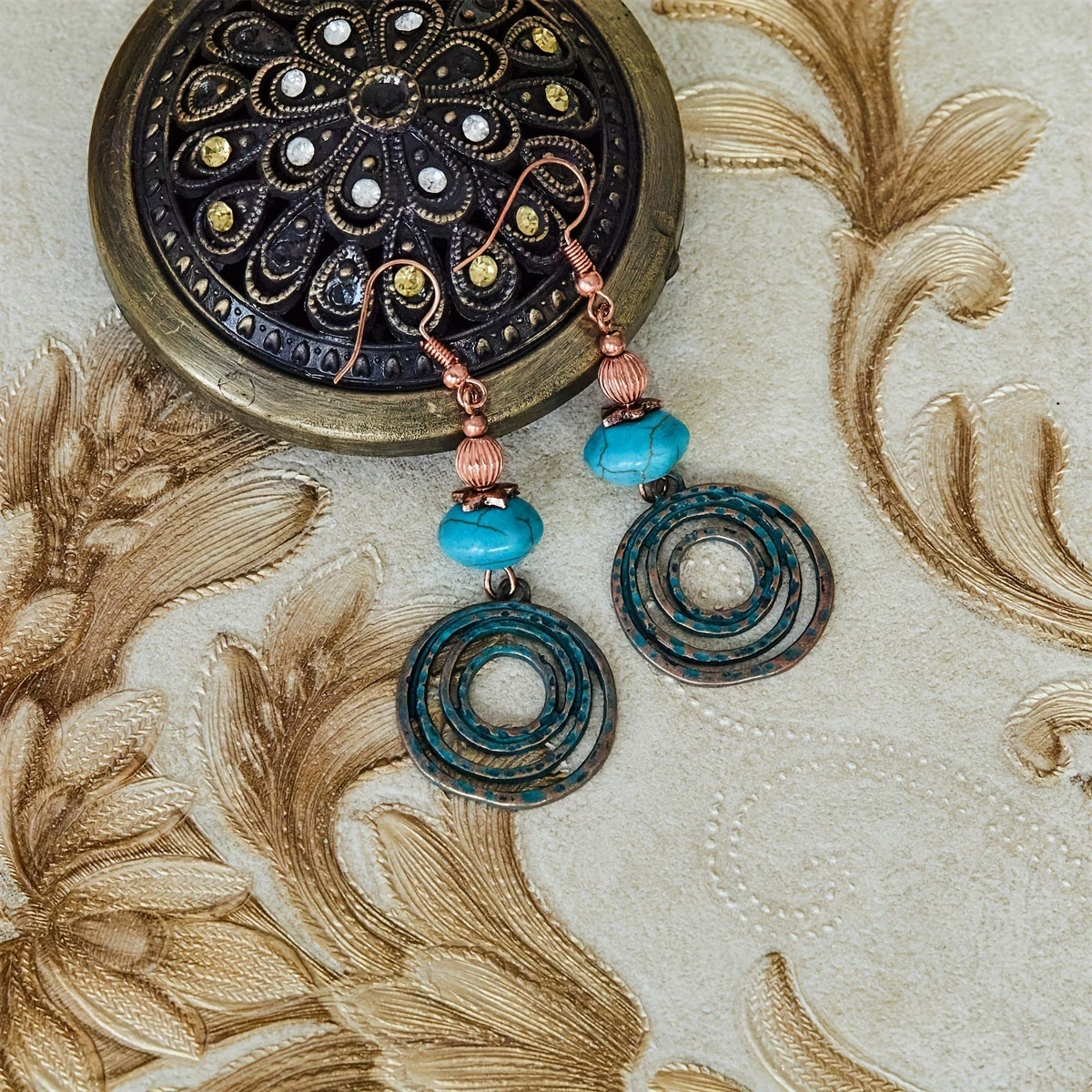 Turquoise Koperen Oorbellen