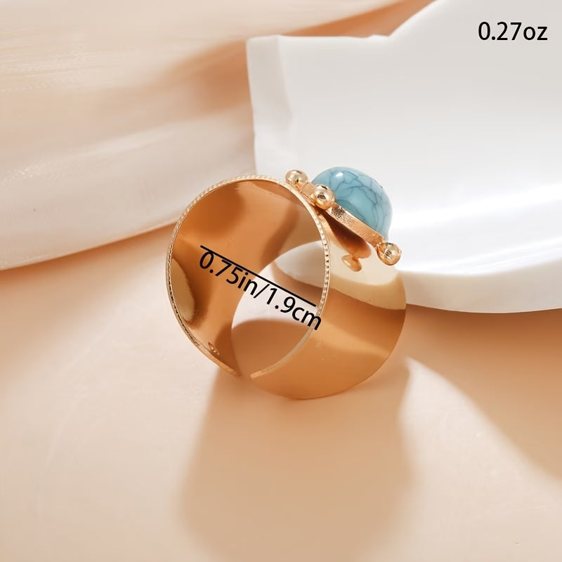 Verstelbare Gouden Turquoise Steen Ring