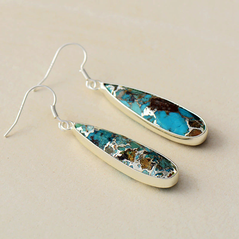 Handgemaakte Turquoise Jaspis Dangle Oorbellen