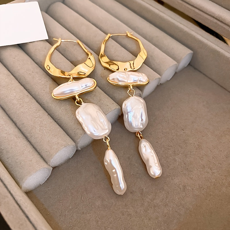 Elegante Barokke Parel Hoepel Oorbellen