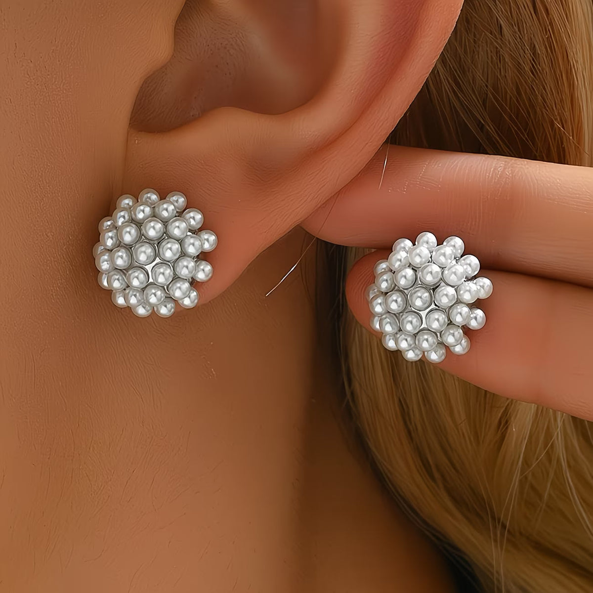 Parel Dome Stud Oorbellen