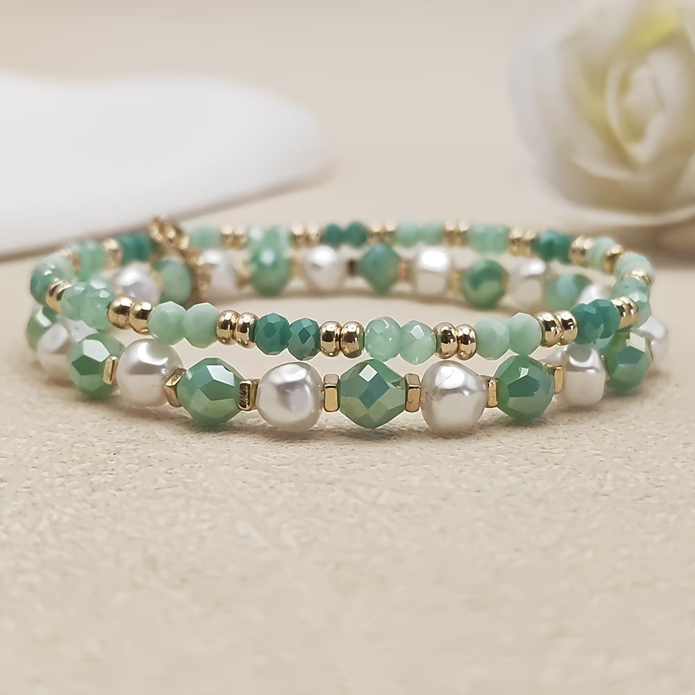 Bohemian Parel Turquoise Armband Set