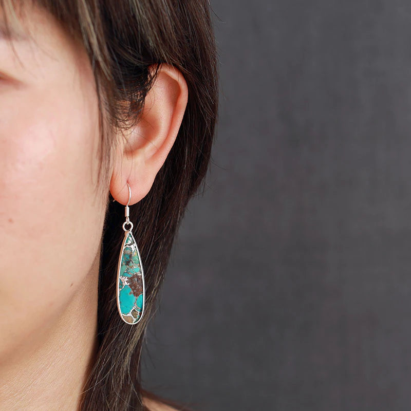 Handgemaakte Turquoise Jaspis Dangle Oorbellen