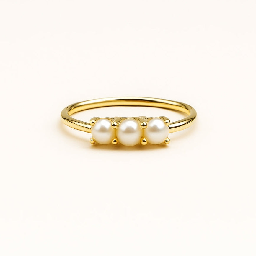 Drie-Parel Gouden Ring