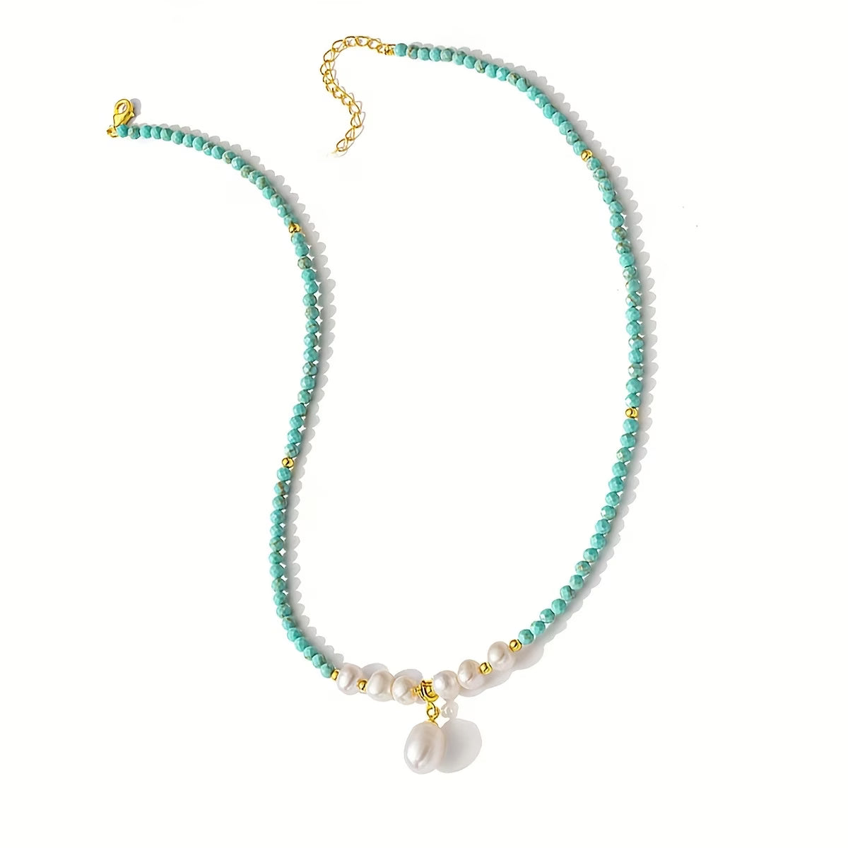 Premium Minimal Turquoise en Parel Halsketting