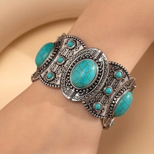 Premium Boheemse Zilveren Turquoise Armband