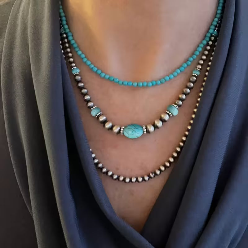 Turquoise Gelaagde Ketting Moderne Ketting