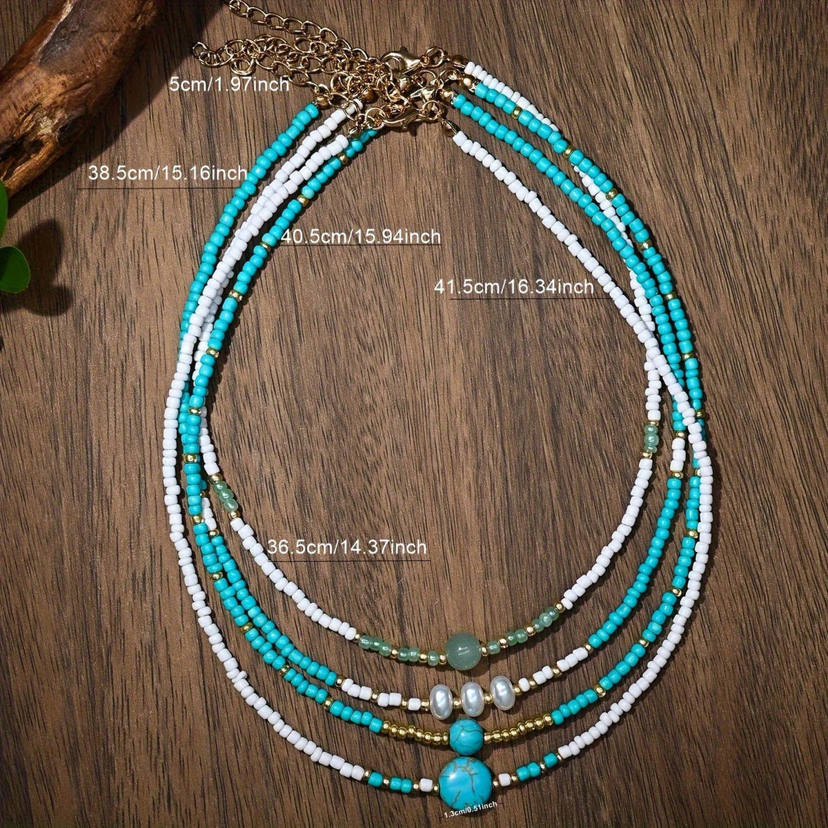 Bohemian Parel en Turquoise Kralen Armband Set