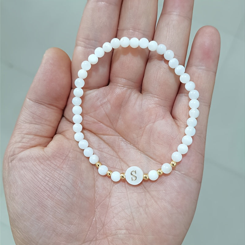 Elegante Initiële Parelarmband