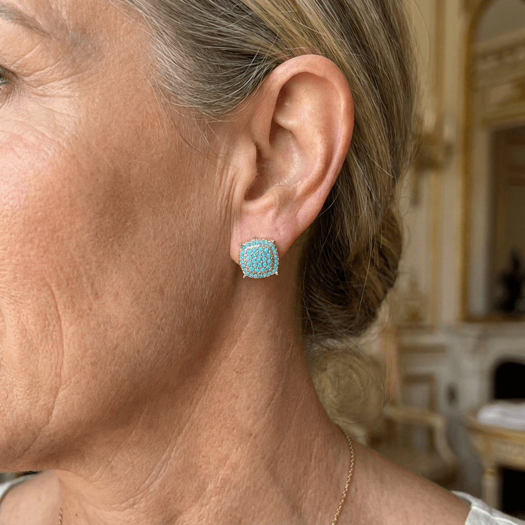 Mooie Vierkante Turquoise Stud Oorbellen
