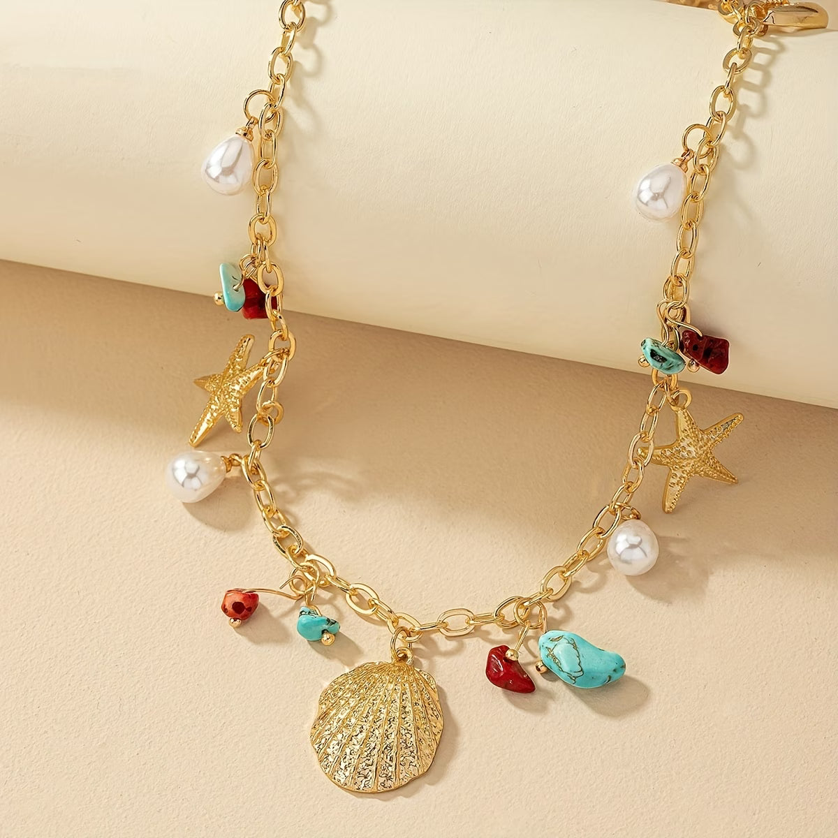Kustparel en Turquoise Schelp Armband