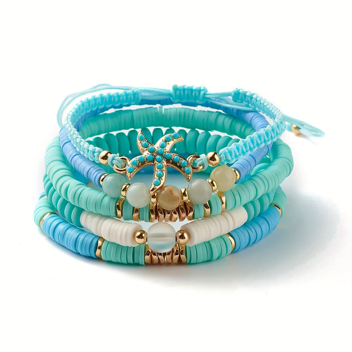 Luxe Turquoise Kustarmband Set van 5