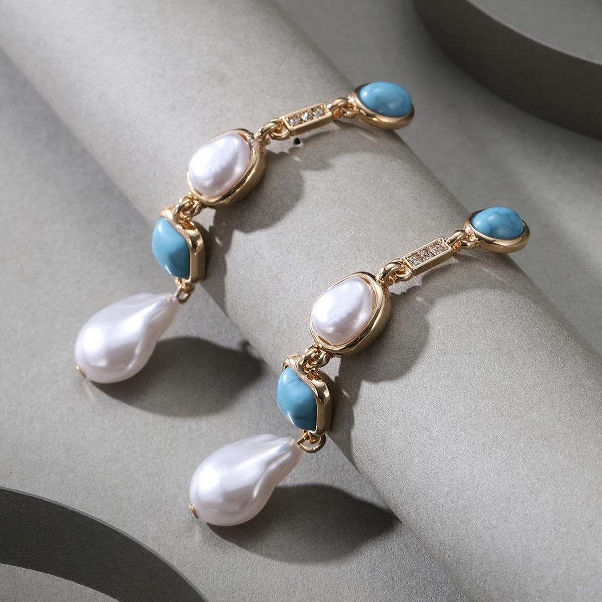 Statement Turquoise Parel Oorbellen