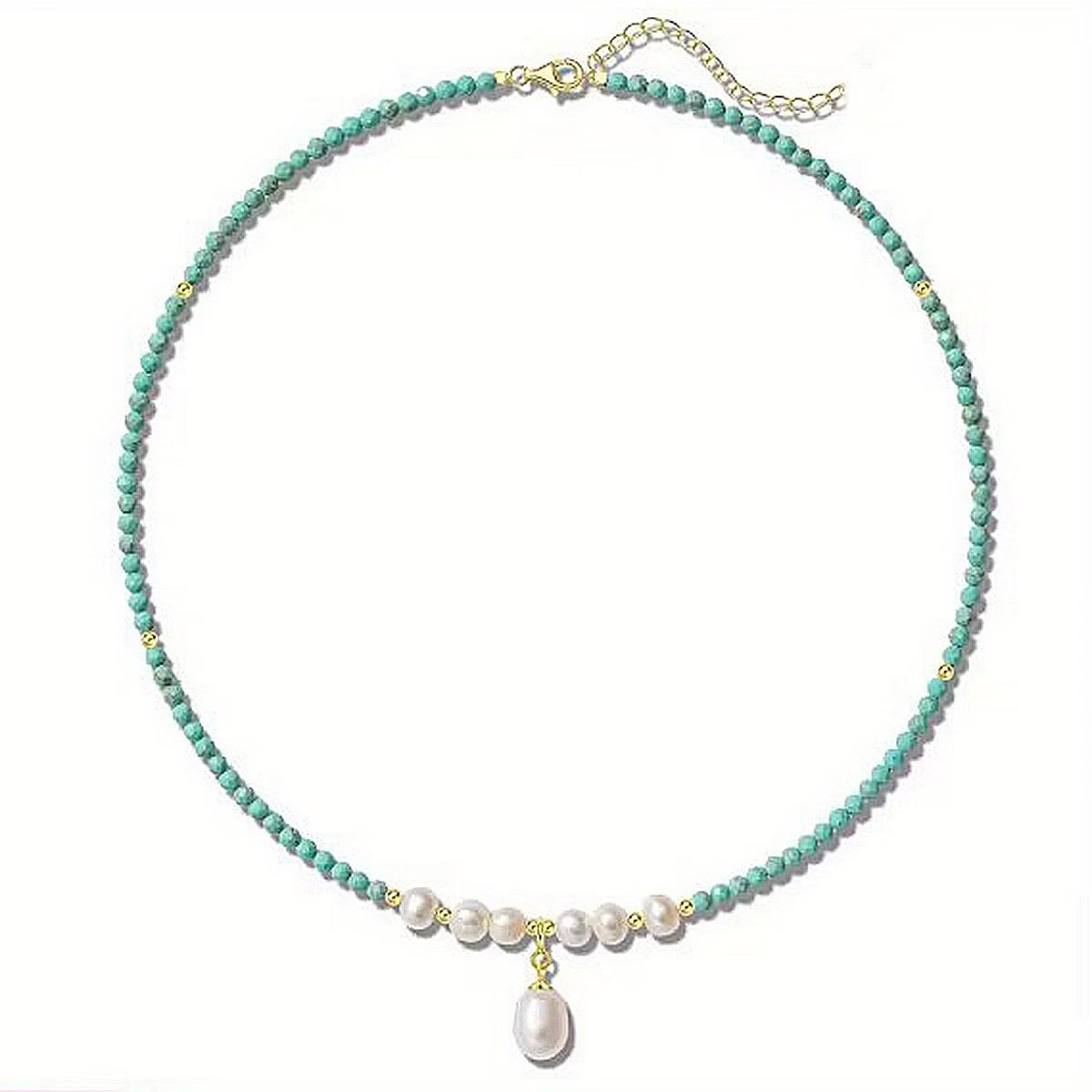 Premium Minimal Turquoise en Parel Halsketting