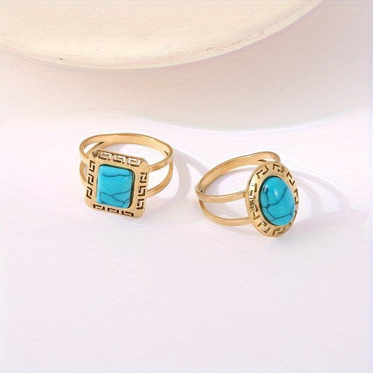 Vintage Turquoise Griekse Sleutelring