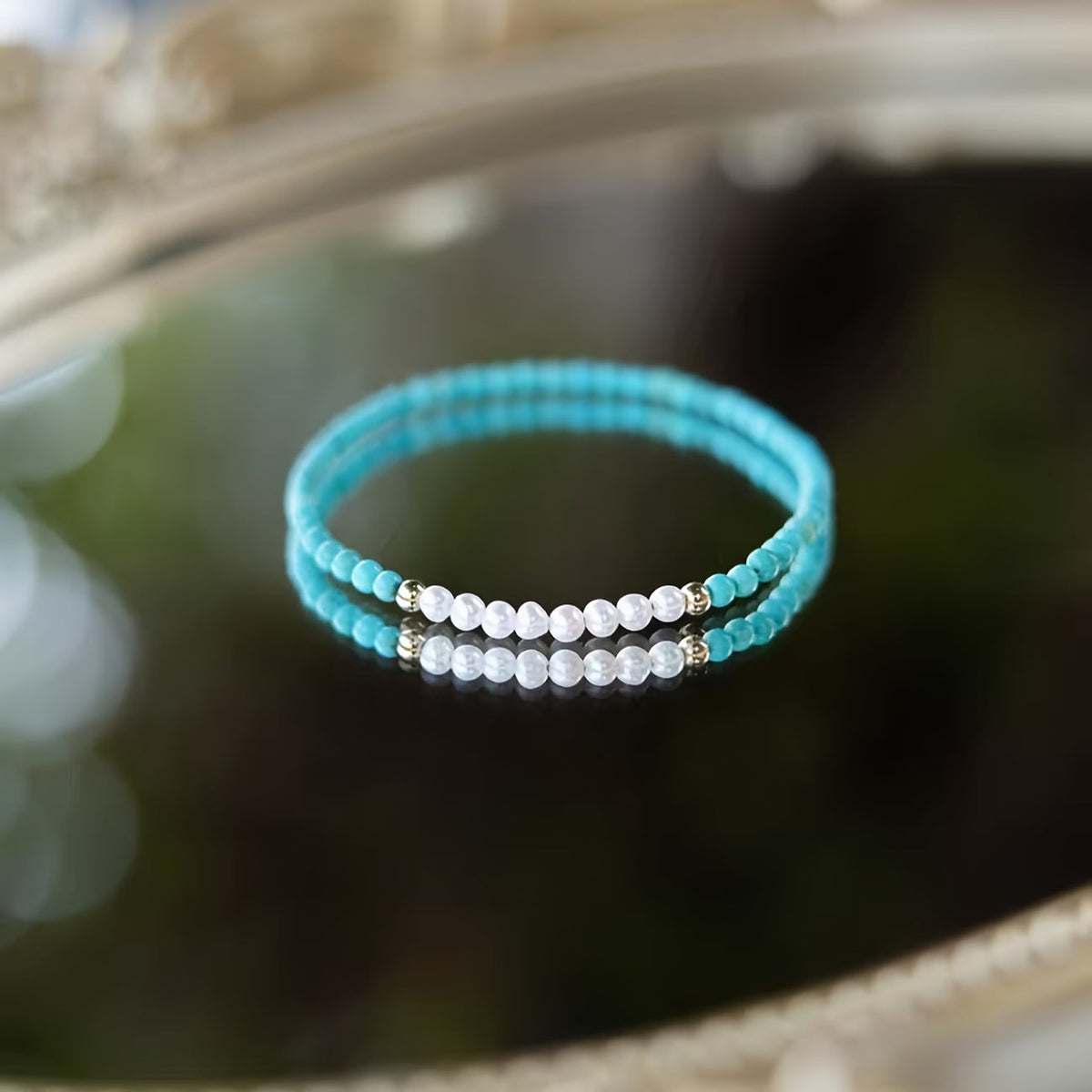 Subtiele Parelturquoise Armband
