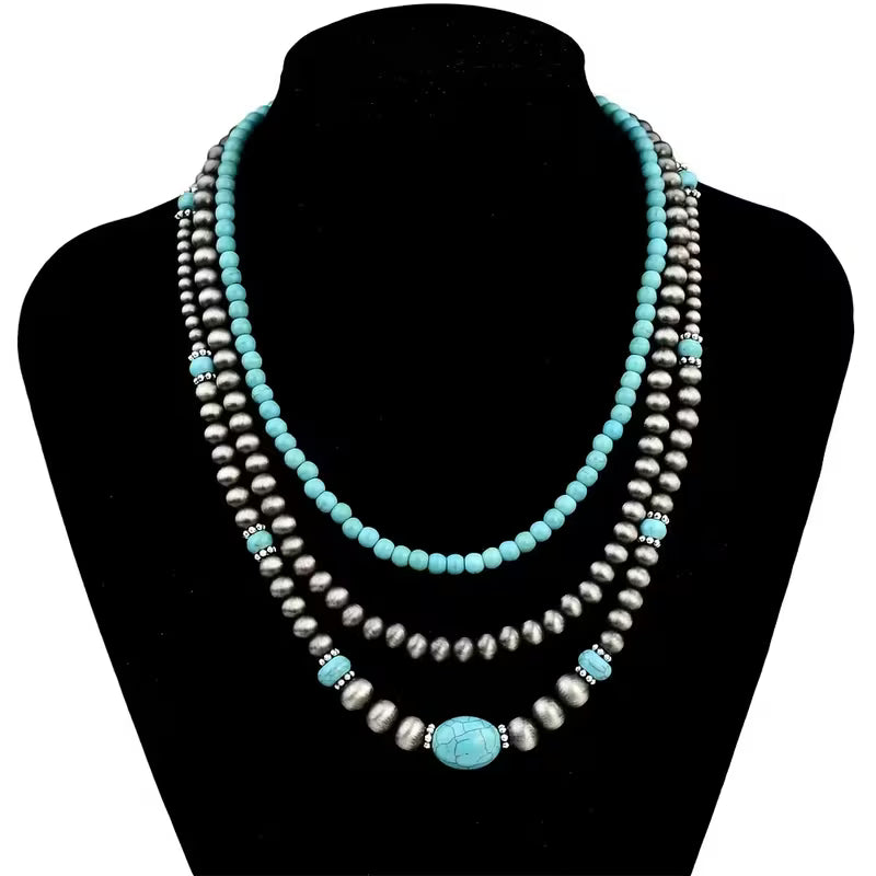 Turquoise Gelaagde Ketting Moderne Ketting