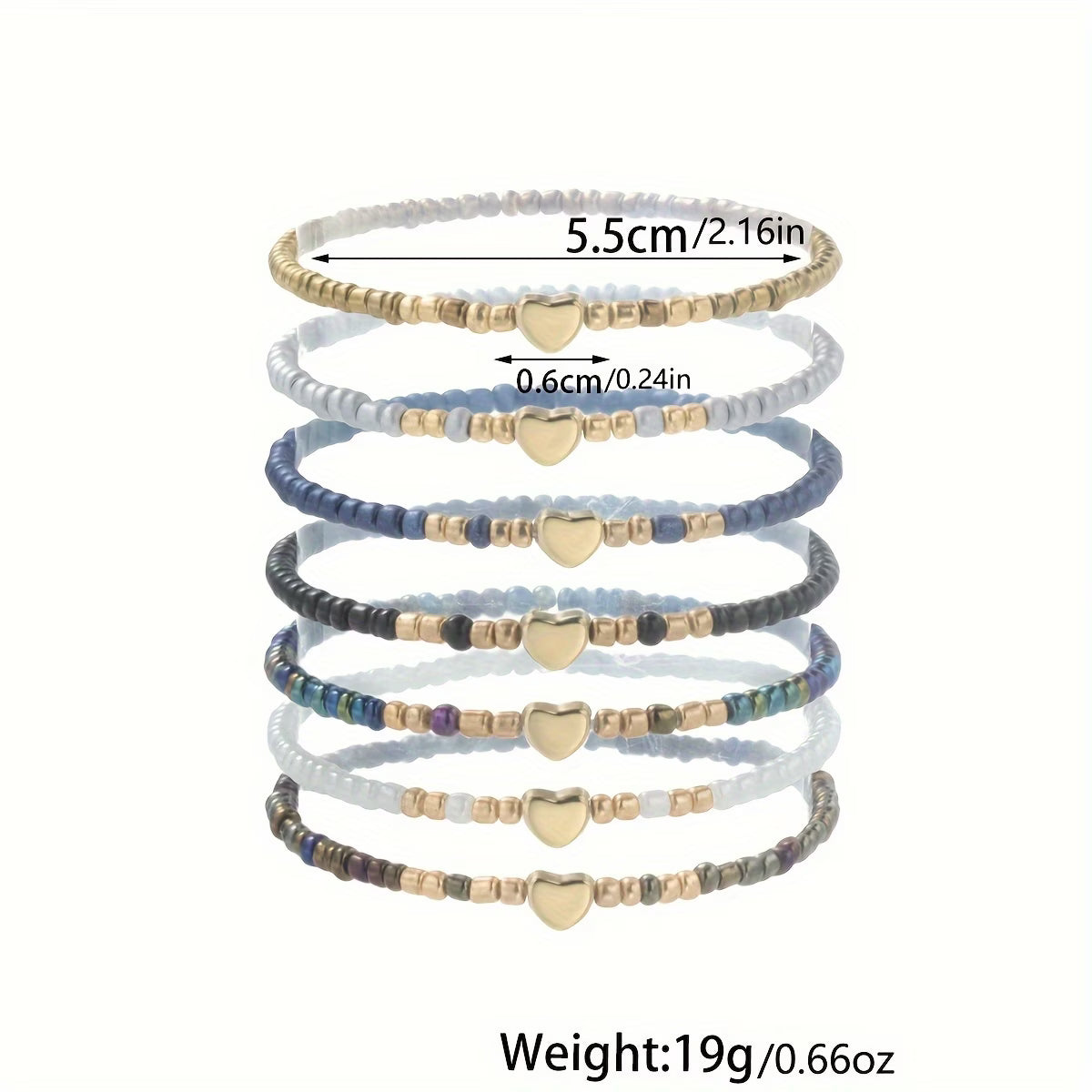 Subtiele Hart Kralen Armband Set van 7