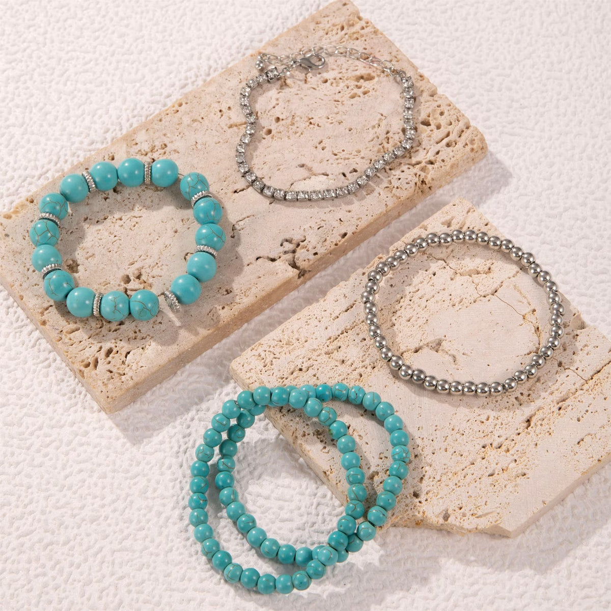 Grote Turquoise Kralenarmband set van 5