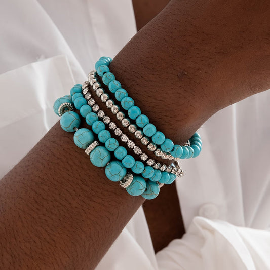 Grote Turquoise Kralenarmband set van 5